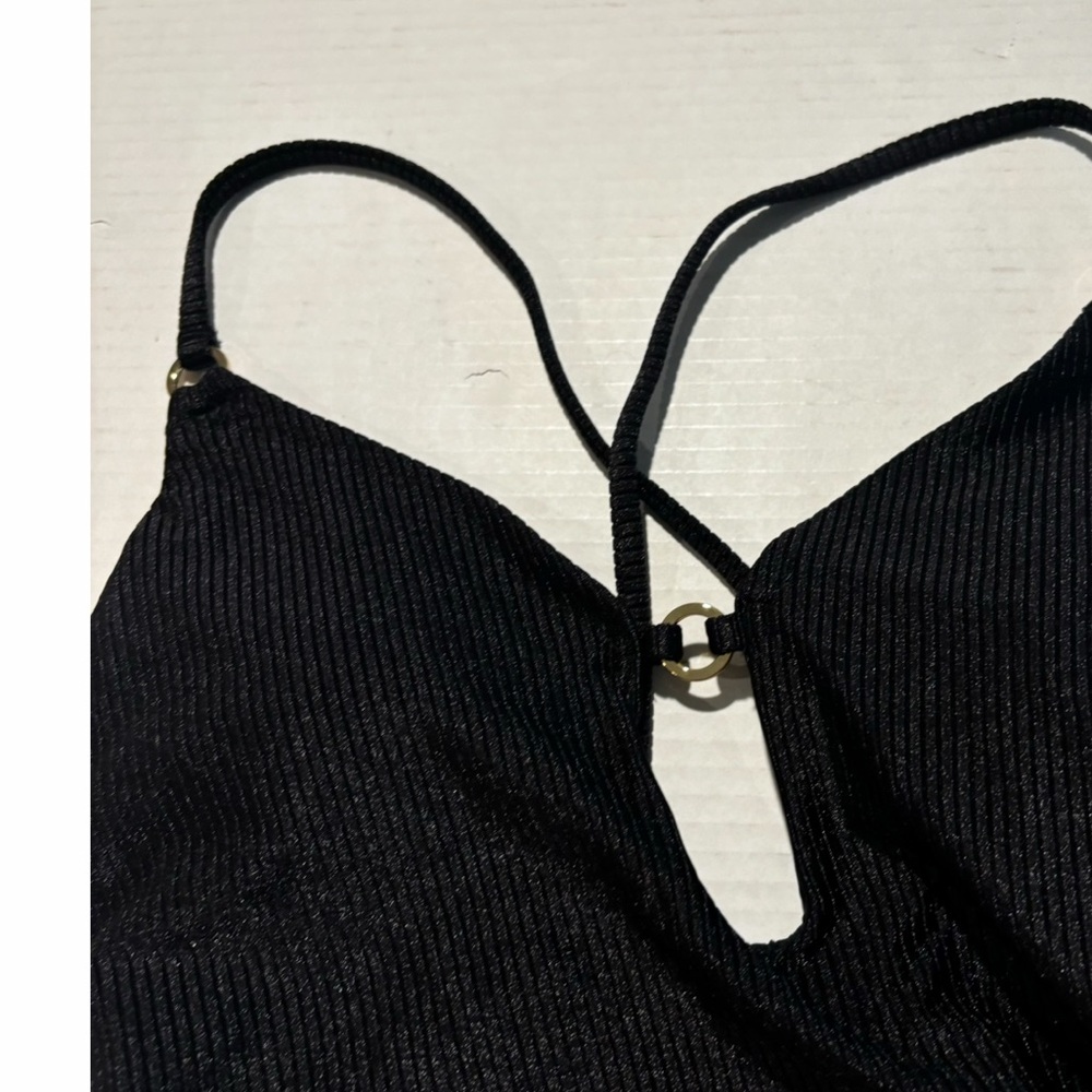 Aerie Shine Rib Full Coverage Black One Piece Swimsuit Women’s Size M NWT - Picture 14 of 16